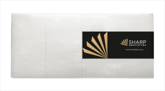White 1Ply 8-Fold luncheon napkins by Sharp, 250PC pack, ideal for elegant dining and everyday use.