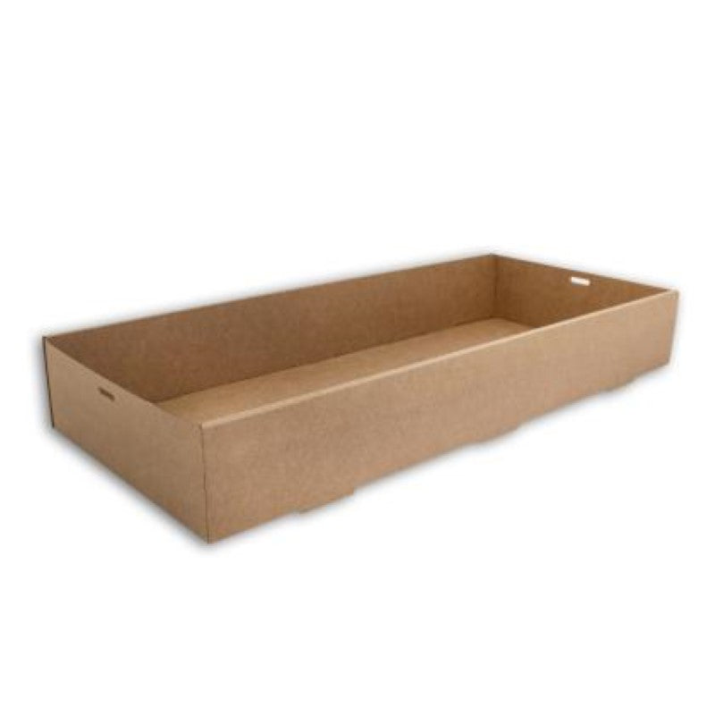 Large brown paper catering box by Huhtamaki, 558x252x80mm, sturdy and eco-friendly for food delivery, pack of 10.