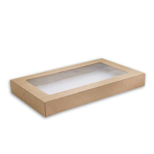 Box Lid Catering Window Extra Small 10PC from Huhtamaki, featuring a clear window and sturdy kraft board for elegant presentation.