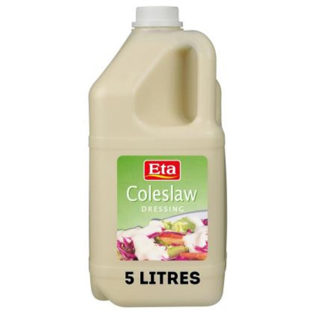 Creamy Eta Coleslaw Dressing in a 5L container, perfect for enhancing salads and serving as a versatile dip or spread.