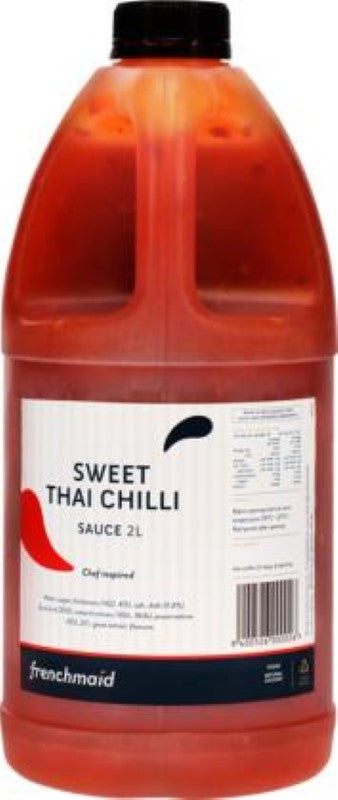 Thai-inspired Sweet Chilli Sauce in a 2L bottle, perfect for grilling, stir-frying, and dipping with a blend of sweet and spicy flavors.