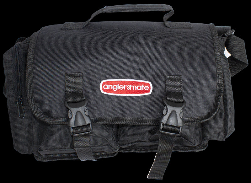 Anglers Mate Tackle Bag with durable construction, two clear tackle boxes, and multiple pockets for organized fishing gear storage.