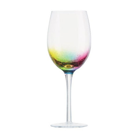Set of 2 Artland Neon Wine Glasses with vibrant crackle effect and multi-colored design, perfect for stylish wine serving.