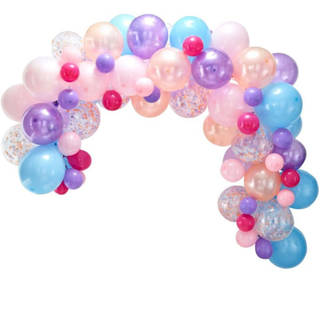 Vibrant pastel balloon arch kit with 80 balloons in enchanting colors, perfect for parties and memorable celebrations.