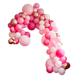 Luxe pink and rose gold balloon arch kit with 200 balloons, perfect for elegant celebrations and impressive decor.