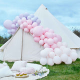 Luxe pastel pink and purple balloon arch kit with 200 balloons for stylish celebrations and easy assembly.