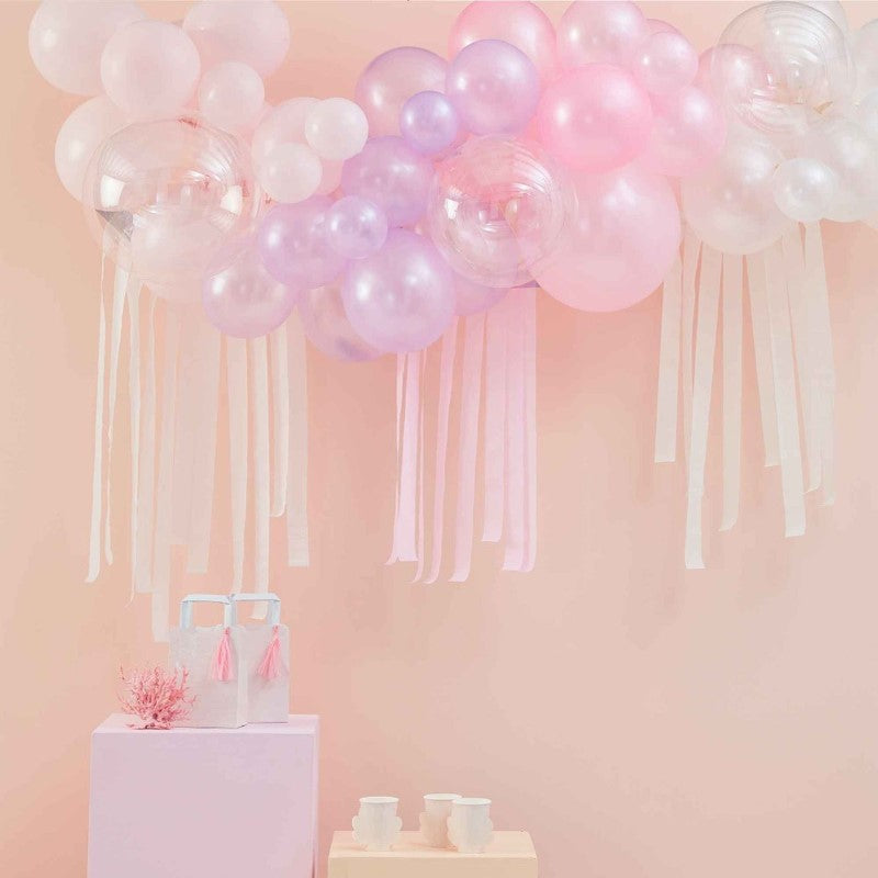 Pastel, Pearl & Ivory Balloon Arch Kit with 50 balloons and accessories for elegant party décor and vibrant celebrations.