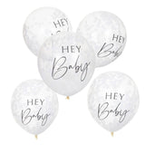 Pastel confetti balloons in a pack of 5, perfect for baby showers and eco-friendly celebrations.