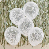 Botanical Baby Hey Baby 12-inch confetti balloons in pastel colors, perfect for baby showers and eco-friendly celebrations.