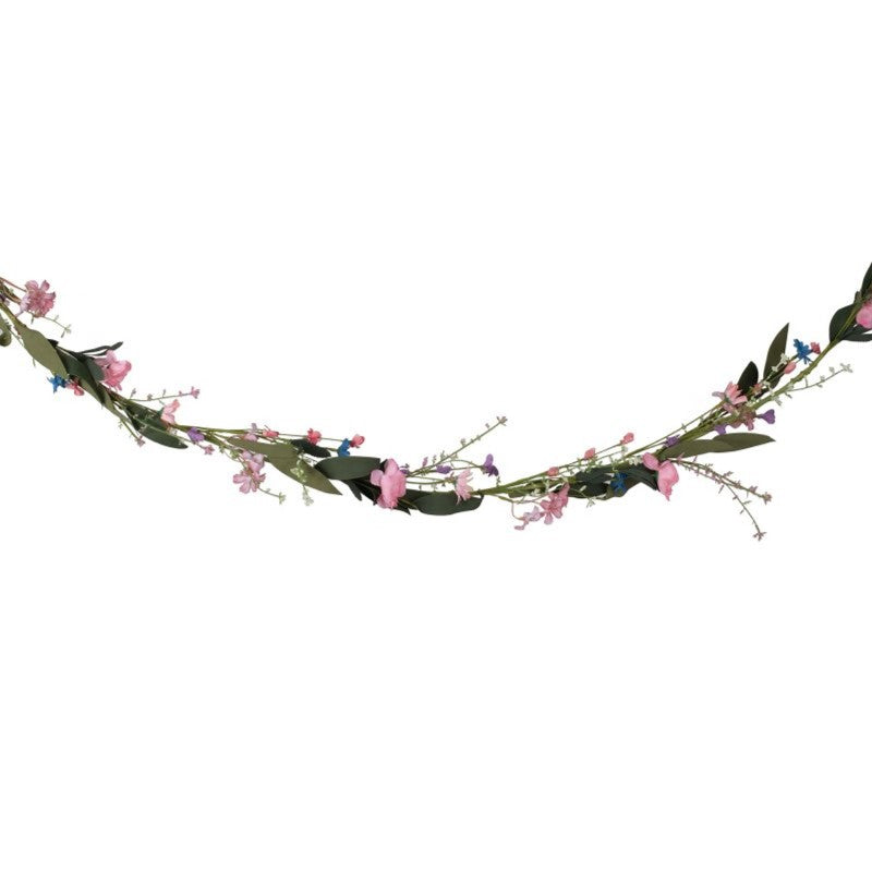 Boho Bride Garland Meadow: 1.9m artificial flower garland in vibrant meadow blooms for weddings and celebrations.