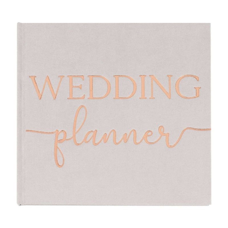 Botanical Wedding Planner with fabric cover, 48 pages, rose gold foil, perfect for organizing your dream wedding.