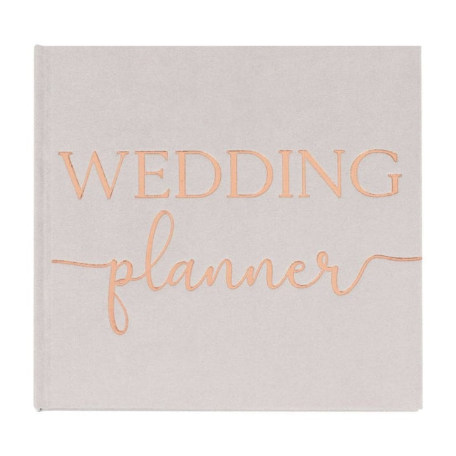 Botanical Wedding Planner with fabric cover, 48 pages, rose gold foil, perfect for organizing your dream wedding.