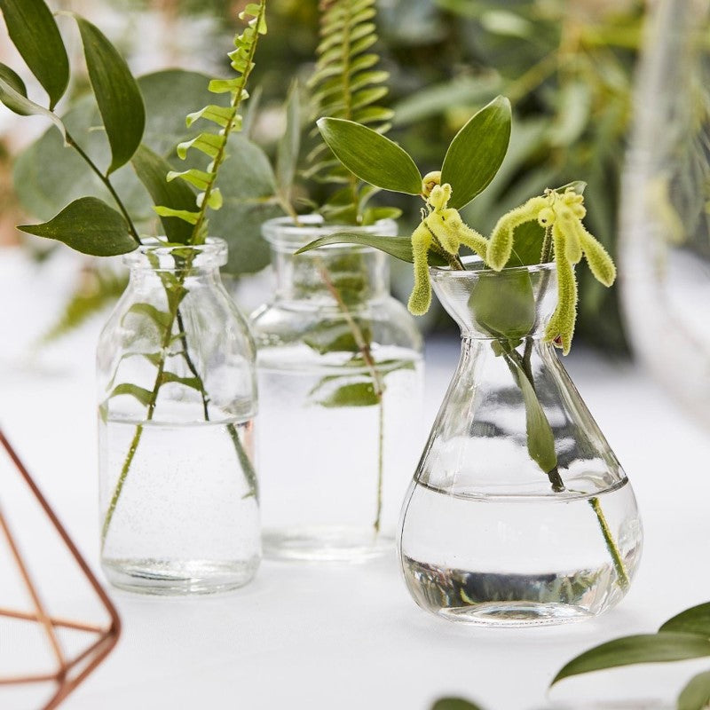 Botanical Wedding Decorations Glass Bottle Set - Pack of 3 10cm (H)