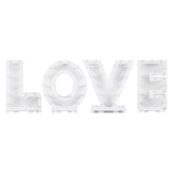 Botanical Wedding Balloon Mosaic forming L-O-V-E letters, 63cm tall, perfect for romantic celebrations and photo backdrops.