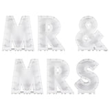 Botanical wedding balloon mosaic "Mr & Mrs," 6cm tall, with intricate designs for elegant wedding decor.