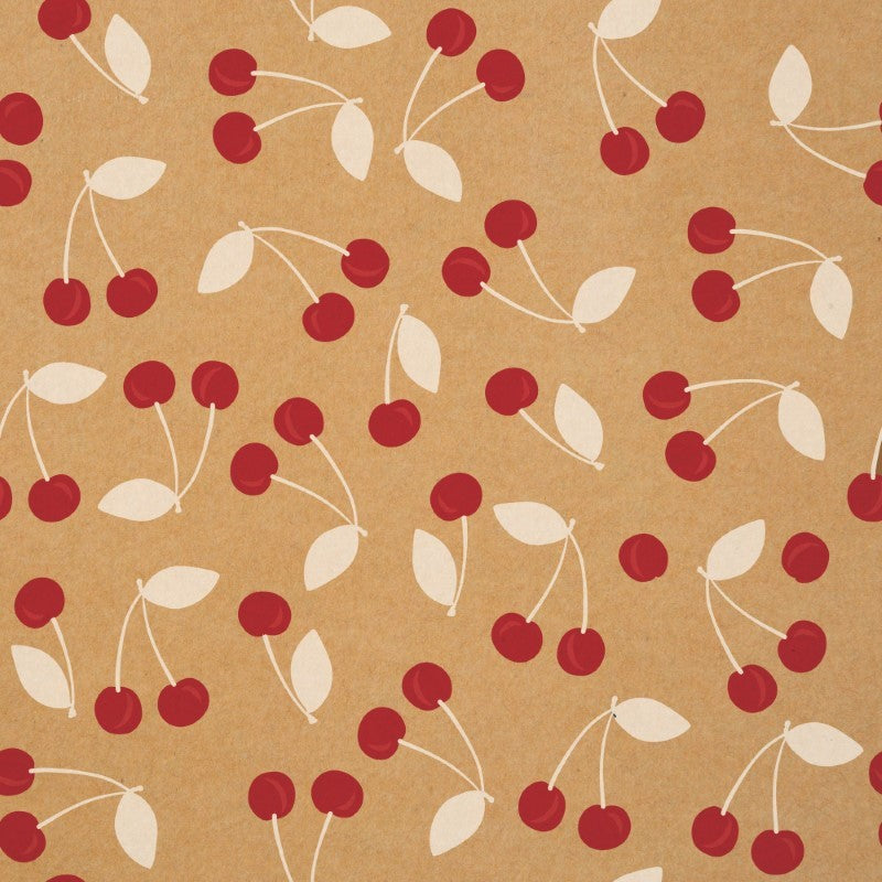 Wrapping Paper - Cherries on Kraft Wrap Red White