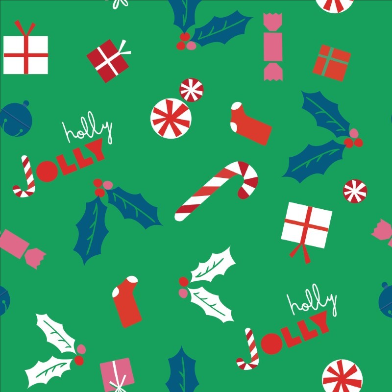 Wrapping Paper - Holly Jolly Xmas Wrap Green