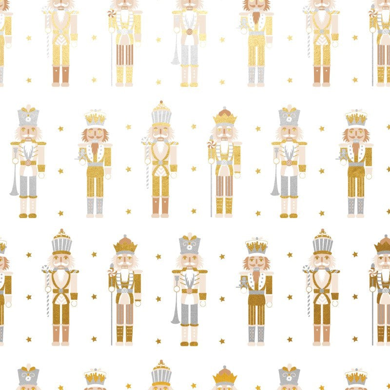 Wrapping Paper - Nutcracker and Stars Wrap Gold Silver Beige