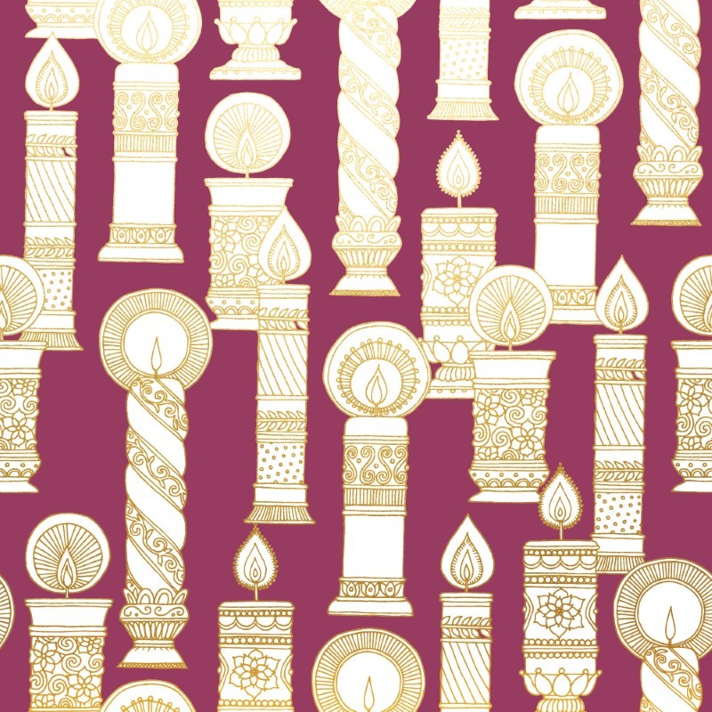 Wrapping Paper - Vintage Candle Wrap Burgundy Gold