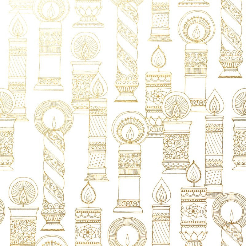 Wrapping Paper - Vintage Candle Wrap White Gold