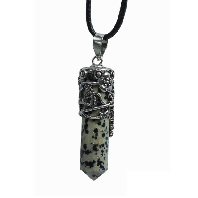 Dalmation Pendant Wrapped Flower, copper silver-plated, 4.5cm tall, nature-inspired design with optional chains for personalization.