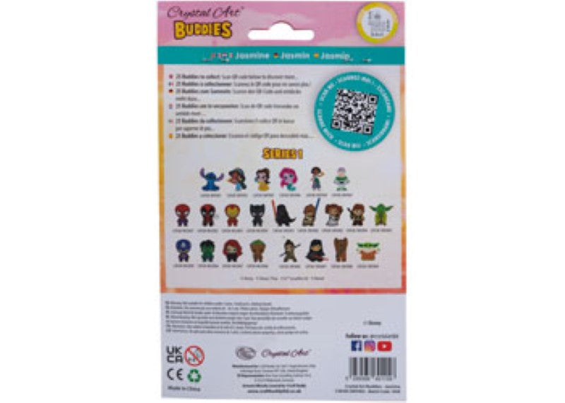 CrystalArt Buddies - Jasmine is a collectible DIY art kit to create a sparkling wooden figurine of Disney's Jasmine.