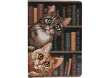 Illustrated notebook featuring whimsical cats in a library, with 50 lined pages for notes and crystal art crafting tools included.