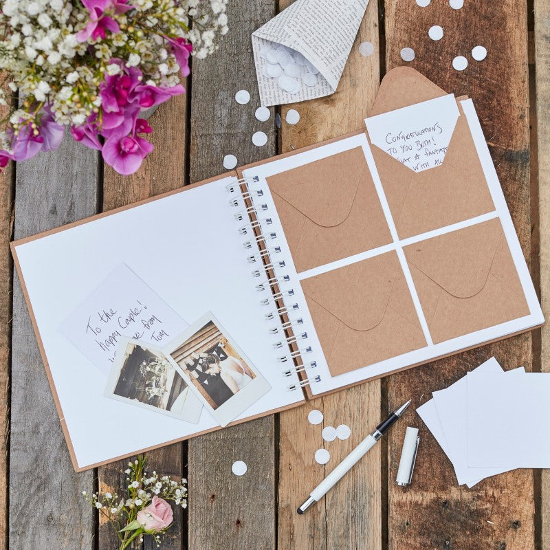 Rustic Country Guestbook Mini featuring 80 envelopes and cards for guests' heartfelt messages at special events.