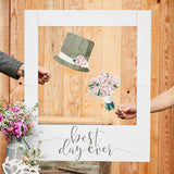 Rustic Country Giant Polaroid Sign, 60cm W x 72cm H, perfect for capturing joyful moments at events like weddings and parties.