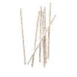 Ditsy floral paper straws, 19.5cm long, pack of 25, perfect for stylish sipping at parties and events.