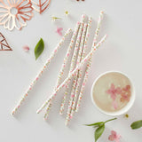 Ditsy floral paper straws in pack of 25, 19.5cm long, perfect for adding a whimsical touch to any event.