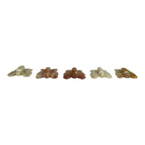 Handcrafted set of 5 unique butterfly soapstone carvings, each 3.5 x 3.2 cm, showcasing intricate details and vibrant colors.