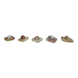 Set of 5 hand-carved soapstone ladybug figurines, showcasing unique colors and intricate details for home decor.