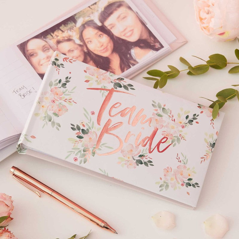 Floral Hen Party Photo Album in elegant design, holds 50 photos, perfect keepsake for hen parties and bridal showers.