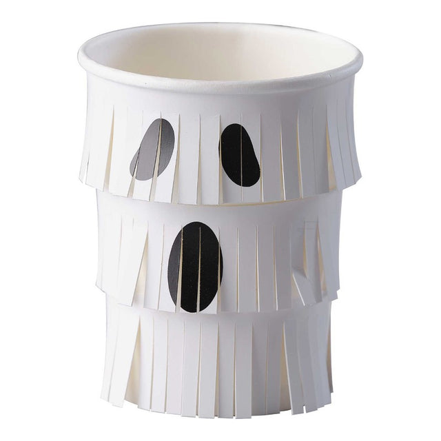 Spooky GR Fright Night paper cups, pack of 8, perfect for Halloween drinks, suitable for hot and cold beverages.