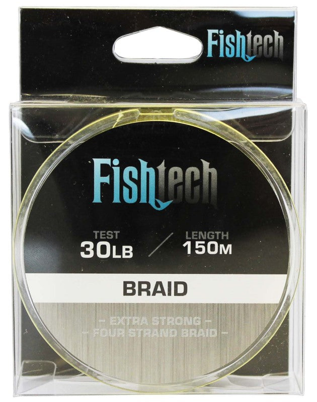 Fishtech Braid 30lb 150m: strong, sensitive braided fishing line with 0.30mm diameter for optimal performance in all conditions.