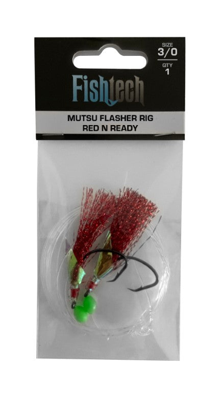 Fishtech 3/0 Mutsu Economy Flasher Rig - Red n Ready