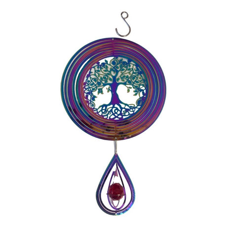 Tree Of Life 3D Wind Spinner displaying intricate designs that create a mesmerizing ripple effect in sunlight.