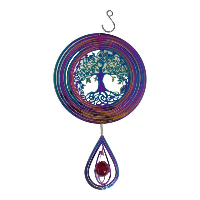 Tree Of Life 3D Wind Spinner displaying intricate designs that create a mesmerizing ripple effect in sunlight.