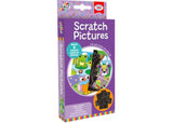 Galt Mini Makes Scratch Pictures kit, featuring themed scratch art to reveal vibrant colors for creative play.