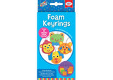 Colorful foam crafting kit for kids to make personalized keyrings, enhancing creativity and fine motor skills.