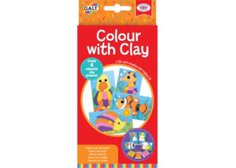 Galt Mini Makes Colour with Clay kit featuring vibrant non-toxic clay for kids to mold creative sculptures and figures.