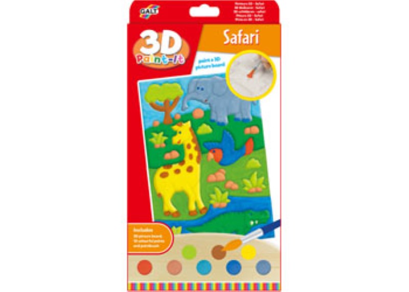 Galt - 3D Paint It - Safari set with vibrant paints and tools for kids to create safari-themed 3D art projects.