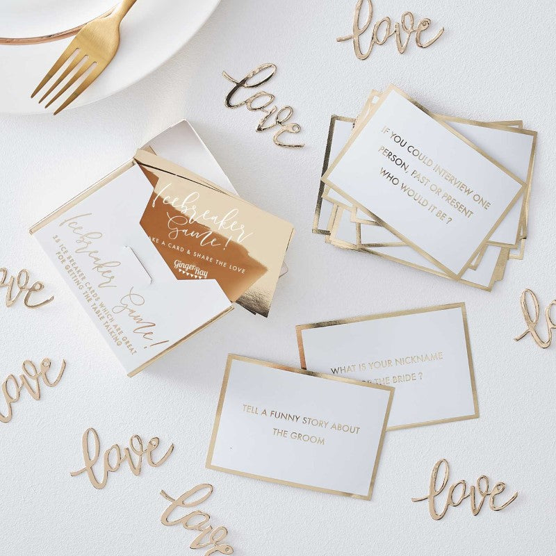 GOLD WEDDING TABLE GAME - Pack of 25 (10cm W x 7cm H each card)