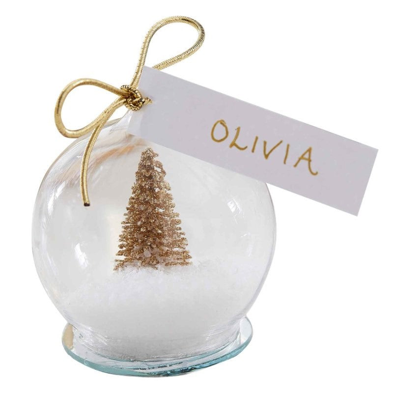GOLD GLITTER SNOW GLOBE PLACE CARD HOLDERS