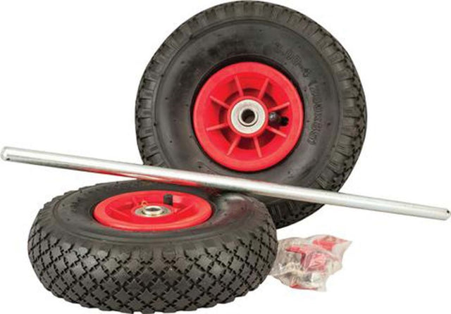 High-quality Wheel and Axle Kit featuring 260mm pneumatic wheels and a 525mm axle, ideal for DIY projects and transport needs.