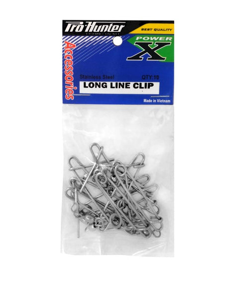 Pro Hunter Long Line Clips: Durable clips for easy longline fishing; 10 per pack for secure trace connections.