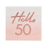 Rose gold 50th birthday napkins pack of 16, stylish and elegant with foil accents, perfect for celebrating milestones.