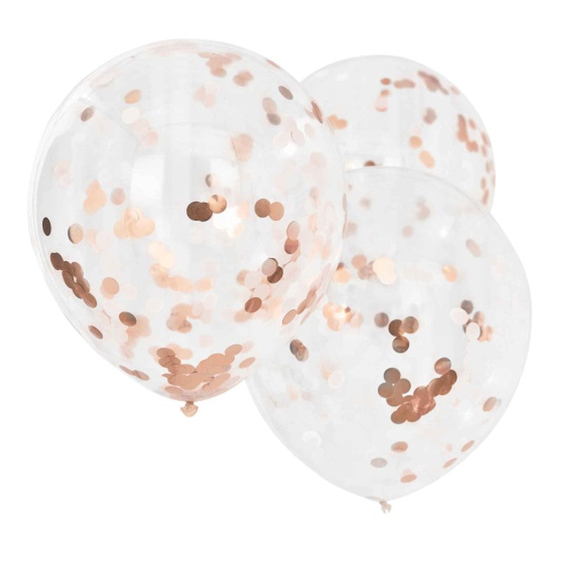 Giant rose gold and blush confetti balloons, 22 inches, perfect for elevating celebrations with stunning decor and photo opportunities.