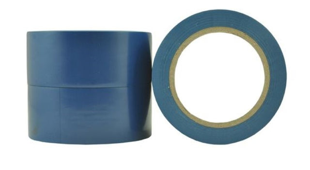 Vibrant blue PVC floor marking tape (48mm x 33m) for safety zones and pathways; 36 rolls with strong adhesive and durability.